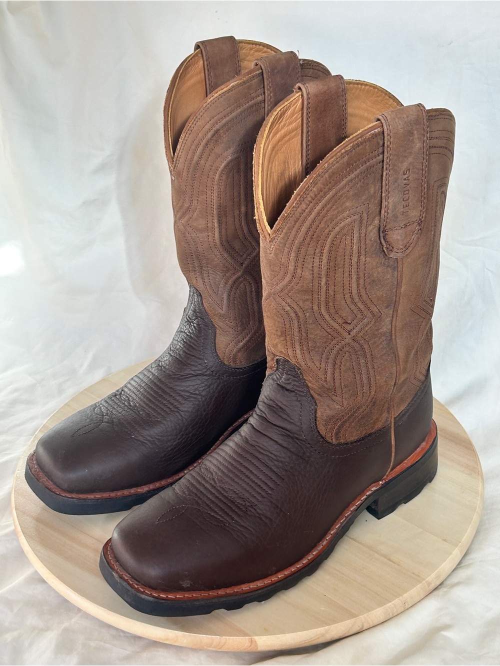 Tecovas Men’s The Midland Brown Bison Leather Western Boots Square Toe US 7.5 EE